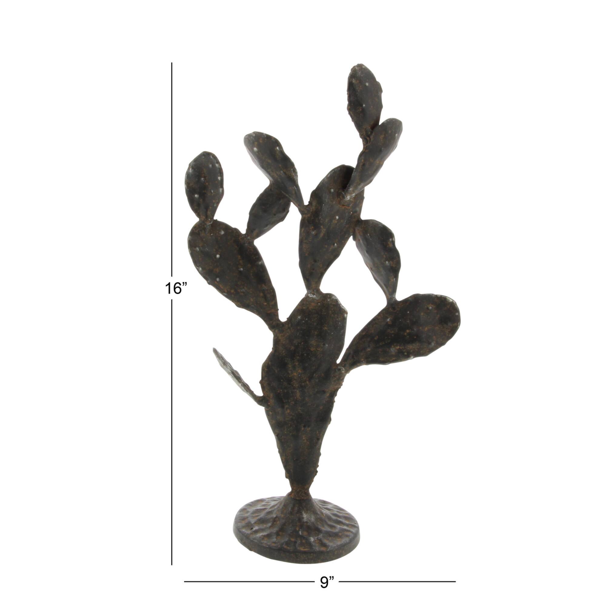 16" Rustic Metal Cactus Table Accent